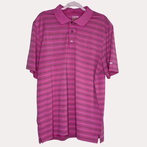 Izod Performance Golf Mens Polo Shirt Top Striped Pink XL bv